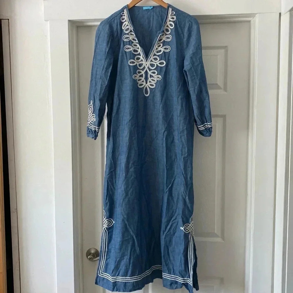 J. McLaughlin Pansy Denim Maxi Dress - Picture 2 of 8